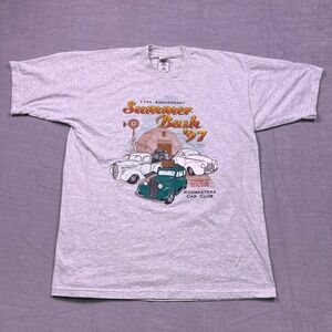1997 Rodmasters Car Club Summer Bash T Shirt Mens XL 50/50 Cotton Poly Gray